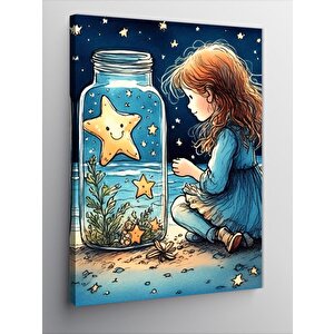 Kanvas Tablo Küçük Kız Ve Yıldızlar
