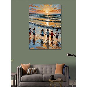 Kanvas Tablo Sahilde Oyun Oynayan Çocuklar 70x100 cm