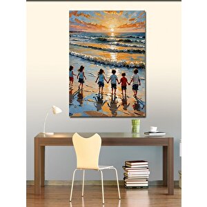 Kanvas Tablo Sahilde Oyun Oynayan Çocuklar 100x140 cm