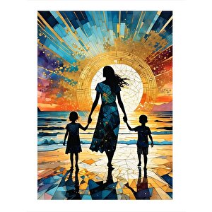 Kadın Ve Çocukları Art Mdf Poster 35cm X50cm 35x50 cm