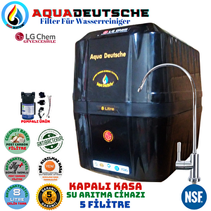 Aqua Deutsche Premi̇um Siyah Renk. 8 Litre. Gümüş İyon Tatlandiricili Su Arıtma Cihazı