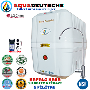 Aqua Deutsche Premi̇um Beyaz Renk. 8 Litre. Gümüş İyon Tatlandiricili Su Arıtma Cihazı