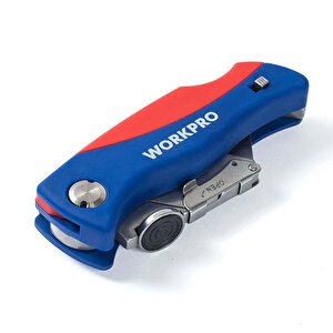 Workpro Wp211006 Ağır Hizmet Paslanmaz Çelik Gövde Katlanır Rötuş Maket Bıçağı + 6 Adet Yedek Bıçak