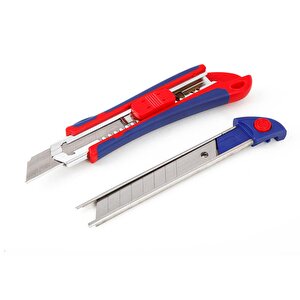 Workpro Wp212011 18mm Ağır Hizmet Paslanmaz Çelik Kasa Yedek Kartuşlu Maket Bıçağı + 4 Adet Yedek Bıçak