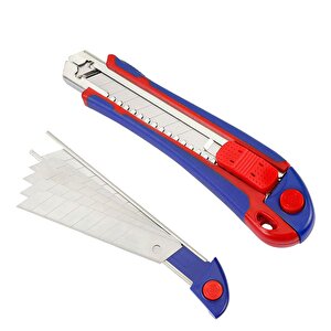 Workpro Wp212011 18mm Ağır Hizmet Paslanmaz Çelik Kasa Yedek Kartuşlu Maket Bıçağı + 4 Adet Yedek Bıçak