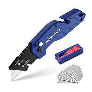 Workpro Wp211008 Profesyonel Katlanır Çok Amaçlı Rötuş Maket Bıçağı + 10 Adet Yedek Bıçak