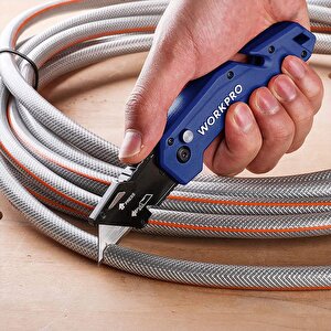 Workpro Wp211008 Profesyonel Katlanır Çok Amaçlı Rötuş Maket Bıçağı + 10 Adet Yedek Bıçak