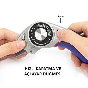 Workpro Wp211013 Ağır Hizmet Alüminyum Gövde Açı Ayarlı Katlanır Rötuş Maket Bıçağı + 5 Adet Yedek Bıçak