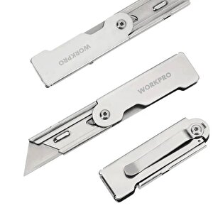 Workpro Wp211016 Paslanmaz Çelik Gövde Katlanır Rötuş Maket Bıçağı