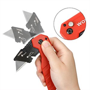 Workpro Wp211018 Profesyonel Katlanır Çok Amaçlı Rötuş Maket Bıçağı + 10 Adet Yedek Bıçak