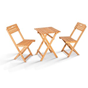 Tiny 2+1 Ahşap Balkon Bistro Set