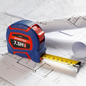 Workpro Wp261010 7,5mx25mm/25ft. Naylon Kaplama Sarı Çelik Şerit Metre