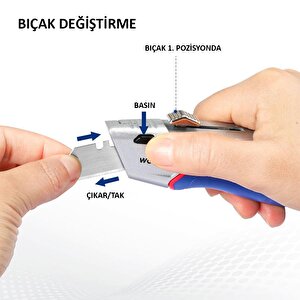 Workpro Wp213012 Ağır Hizmet Alüminyum Gövde Geri Çekilebilir Rötuş Maket Bıçağı + 4 Adet Yedek Bıçak