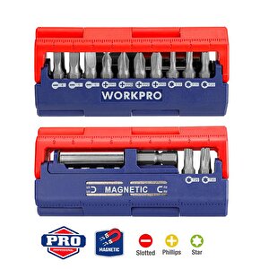 Workpro Wp221062 13 Parça Manyetik Cr-v Vidalama Bits Uç Seti