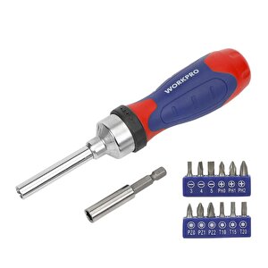 Workpro Wp200524 14 Parça Profesyonel Cr-v Cırcırlı Bits Tornavida Seti