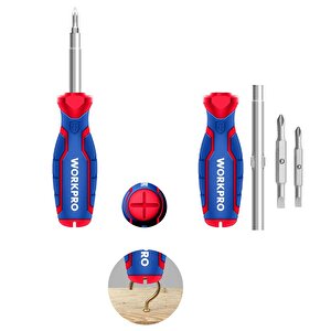 Workpro Wp221046 6-in-1 Profesyonel Çok Fonksiyonlu Değişken Uçlu Tornavida Seti
