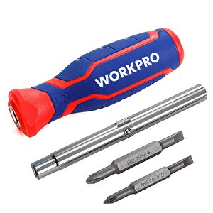 Workpro Wp221046 6-in-1 Profesyonel Çok Fonksiyonlu Değişken Uçlu Tornavida Seti