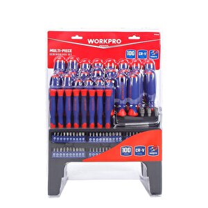 Workpro Wp200507 100 Parça Duvar Askı Aparatlı Profesyonel Cr-v Manyetik Tornavida Ve Bits Uç Seti