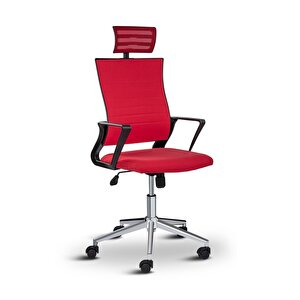 Rigel Başlıklı Metal Ayaklı Ev Ve Ofis Koltuğu Çalışma Koltuğu Kırmızı