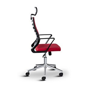 Rigel Başlıklı Metal Ayaklı Ev Ve Ofis Koltuğu Çalışma Koltuğu Kırmızı