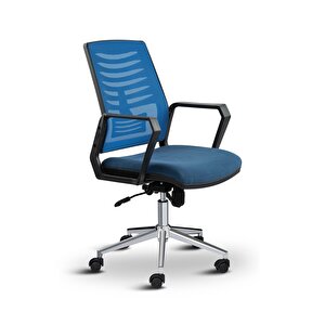 Metis Metal Ayaklı Çalışma Koltuğu Ofis Sandalyesi Bilgisayar Koltuğu Mavi