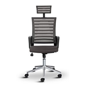 Capri Fileli Başlıklı Fileli Metal Ayaklı Ofis Koltuğu Çalışma Koltuğu Antrasit
