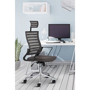 Capri Fileli Başlıklı Fileli Metal Ayaklı Ofis Koltuğu Çalışma Koltuğu