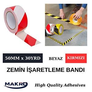 Yer İşaretleme Bandı 50mm X 30yrd Kırmızı-beyaz
