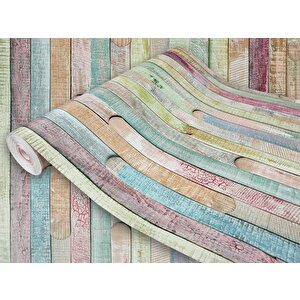 446-3196 Renkli Ahşap Desen Yapışkanlı Folyo (45cm X 2mt)