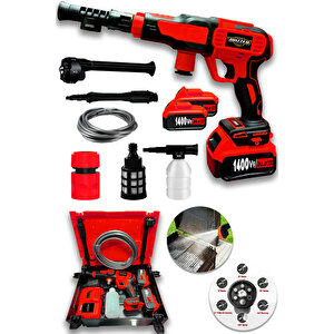 Alman 1400 Vf 20 Ah Köpüklü 2x Akülü Basınçlı Oto Bahçe Araba Sulama Yıkama Makinesi Max: 110 Bar