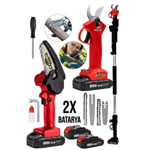 Alman 2li Set 999vf 30ah 3 Metre Teleskopik Akülü Dal Kesme Makası Ve Budama Bıçkı Testere Makinesi