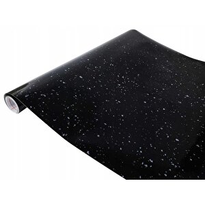349-8297 Parlak Siyah Granit Desen Yapışkanlı Folyo (67,5cm X 1mt)