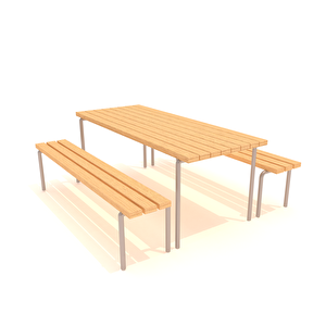 Piknik Masası 145 Cm, Bağımsız Oturma Bankları