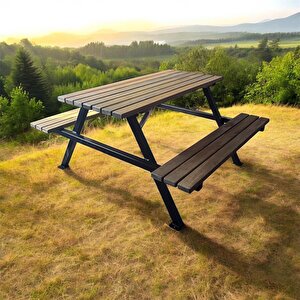 Ahşap Piknik Masası, Metal Gövdeli 145 Cm