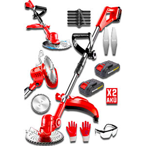 Alman 798 Vf 25 Ah Karbon Motor 2x Akülü Akülü Şarjlı Kenar Ot Çalı Çim Biçme Tırpan Makinesi