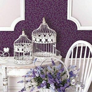 343-1004 Mor Sarmaşık Çiçekli Yapışkanlı Folyo (45cm X 1,5mt)