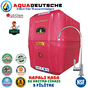Aqua Deutsche Premi̇um Kirmizi Renk.ücretsi̇z Montaj 8 Litre. Gümüş İyon Tatlandiricili Su Arıtma Cihazı