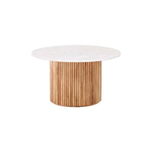 Nare, Yeni Nesil Modern Yuvarlak Ekru & Natural Ahşap Orta Sehpa