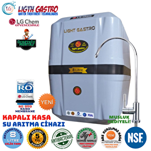 Light Gastro Premium Gri̇ Si̇yah Renk 8 Litre Ücretsi̇z Montajli Gümüş İyonlu Su Aritma Ci̇hazi
