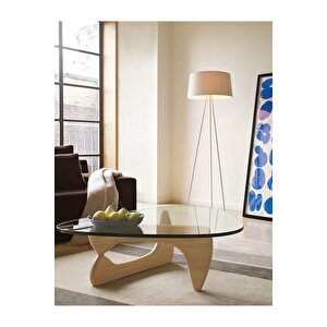 Vitra, Yeni Nesil Modern Elips Geometrik Orta Cam Sehpa, Natural Ceviz