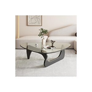 Vitra, Yeni Nesil Modern Elips Geometrik Orta Cam Sehpa, Siyah Siyah