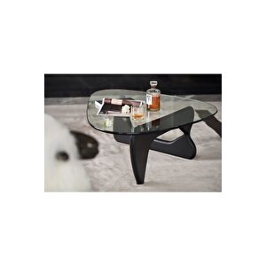 Vitra, Yeni Nesil Modern Elips Geometrik Orta Cam Sehpa, Siyah Siyah