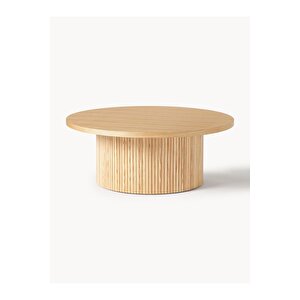 Nare, Yuvarlak Modern Çıtalı Orta Sehpa, Natural Ceviz