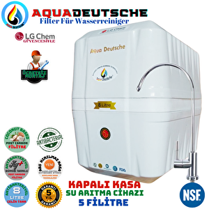 Aqua Deutsche Premi̇um Beyaz Renk.ücretsi̇z Montaj. 8 Litre. Gümüş İyon Tatlandiricili Su Arıtma Cihazı