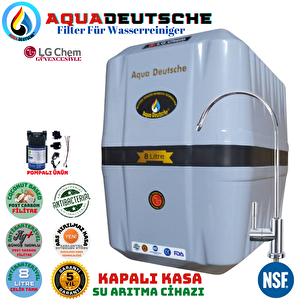 Aqua Deutsche Premi̇um Gri Siyah Renk. 8 Litre. Gümüş İyon Tatlandiricili Su Arıtma Cihazı