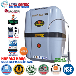 Li̇ght Gastro Premium Gri̇ Si̇yah. Pompali Ücretsi̇z Montajli 8 Li̇tre.gümüş İyon Tatlandiricili Su Aritma Ci̇hazi.