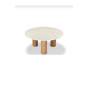 Gallery, Yeni Nesil Modern Orta Sehpa, Mermer Desen Ve Natural Ahşap Ayak