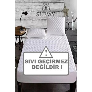 Kapitone Fitted Yatak Koruyucu Alez Tek Çift Kişilik Pamuklu Yatak Alezi - Sıvı Geçirmez Değildir!