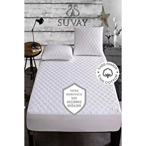Kapitone Fitted Yatak Koruyucu Alez Tek Çift Kişilik Pamuklu Yatak Alezi - Sıvı Geçirmez Değildir! 70x140 cm