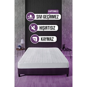 Su Sıvı Geçirmez. Su Emmez, Yatağınızı Terletmez. Yatak Koruyucu Alez Kapitoneli 150x200cm Fitted Baza 30cm